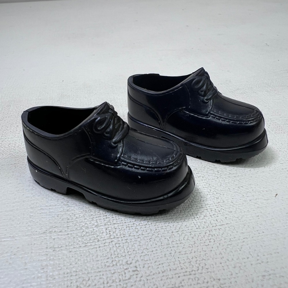 Mattel Barbie Ken Doll Black Lug Sole Loafer Shoes Vintage Indonesia Molded Lace
